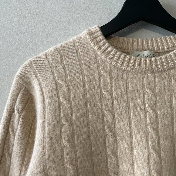 BERK Cashmere Lorne Cable "Linen" Colour 4-ply Sweater - Picture 3 of 12